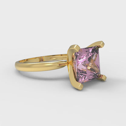 3 cttw Zirconia Simulated Pink Diamond Solitaire  Engagement Ring - Solid Gold (VVS1, Princess Cut,8.0mm)