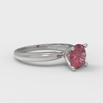 1 cttw Simulated Pink Tourmaline Solitaire  Engagement Ring - Solid Gold (Round Cut,6.5mm)