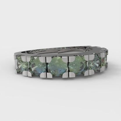 1.53 cttw Blue Moissanite Round Cut White Gold Eternity Wedding Band