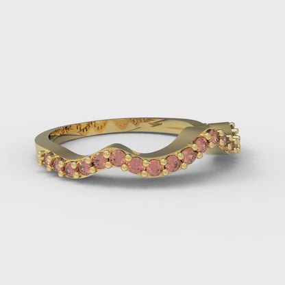 0.23 cttw Simulated Red Diamond Round Cut Yellow Gold Eternity Wedding Band