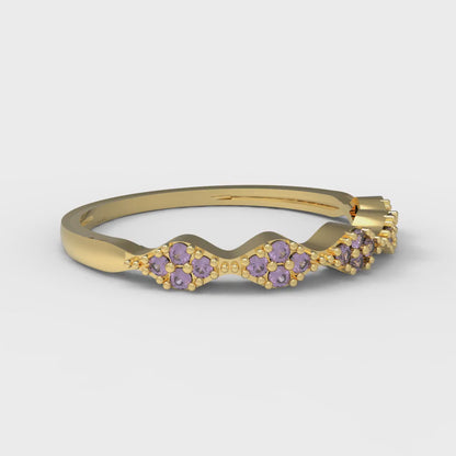 0.1 cttw Natural Amethyst Round Cut Yellow Gold Eternity Wedding Band