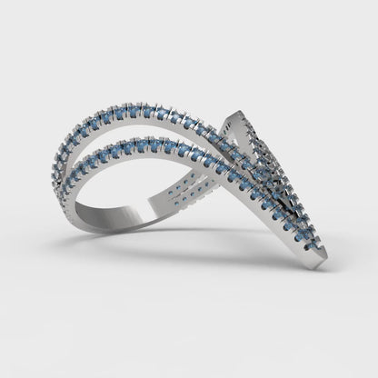 0.525 cttw Simulated Tanzanite Statement Engagement Ring - Solid White Gold (VVS1, Round Cut,1.0mm)