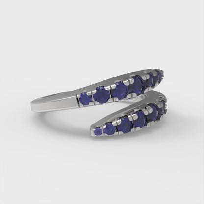 0.235 cttw Simulated Blue Sapphire Round Cut White Gold Eternity Wedding Band