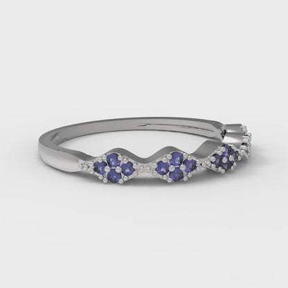 0.1 cttw Simulated Blue Sapphire Round Cut White Gold Eternity Wedding Band