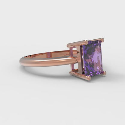 1.75 cttw Simulated Alexandrite Solitaire  Engagement Ring - Solid Gold (Radiant Cut,7.5x5.5mm)