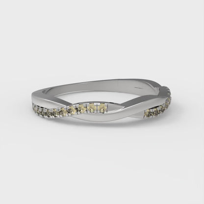 0.16 cttw Natural Citrine Round Cut White Gold Eternity Wedding Band