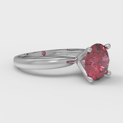 1.5 cttw Simulated Ruby Solitaire  Engagement Ring - Solid White Gold (VVS1, Round Cut,7.5mm)