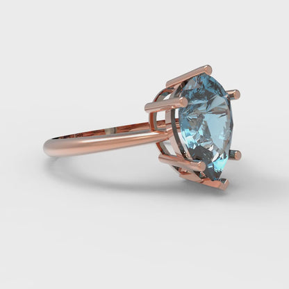 2 cttw Natural Sky Blue Topaz Solitaire  Engagement Ring - Solid Gold (Pear Cut,10x7mm)