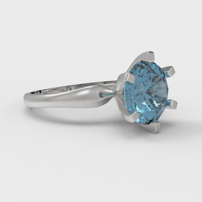 2.5 cttw Zirconia Simulated Blue Diamond Solitaire  Engagement Ring - Solid Gold (VVS1, Round Cut,8.5mm)