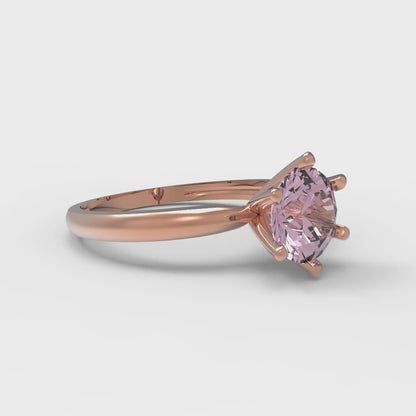 1 cttw Zirconia Simulated Pink Diamond Solitaire  Engagement Ring - Solid Rose Gold (VVS1, Round Cut,6.5mm)