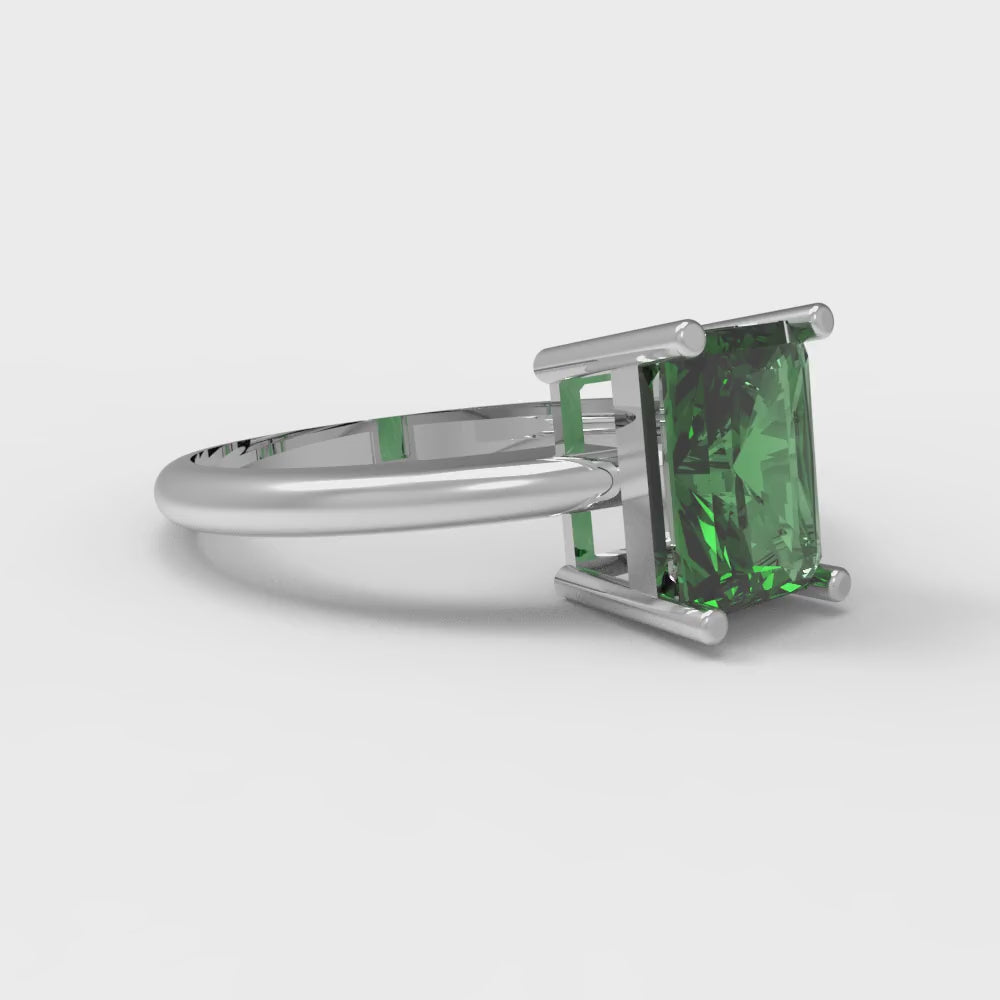 1.75 cttw Simulated Emerald Solitaire  Engagement Ring - Solid Gold (Radiant Cut,7.5x5.5mm)