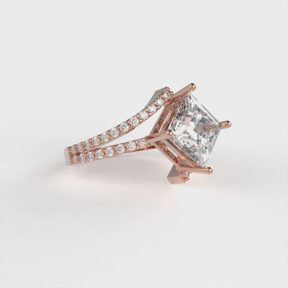 2.3075 cttw White Sapphire Solitaire with Zirconia Simulated Diamond Accents Engagement Ring - Solid Rose Gold (VVS1, Princess Cut,7.0mm)