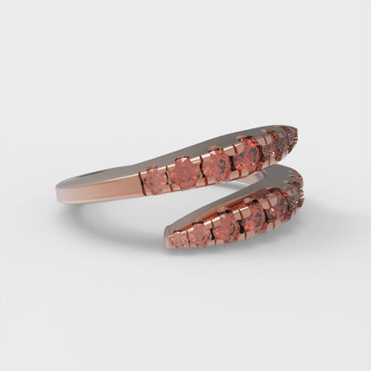 0.235 cttw Simulated Red Diamond Round Cut Rose Gold Eternity Wedding Band