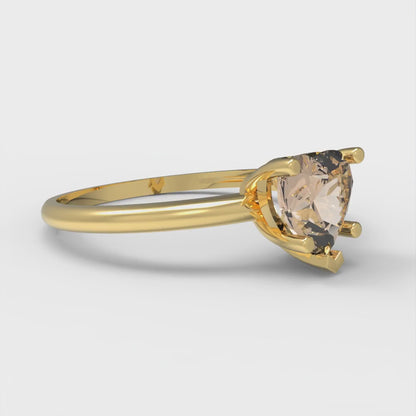 1.25 cttw Yellow Moissanite Solitaire  Engagement Ring - Solid Gold (Heart Cut,7.0mm)