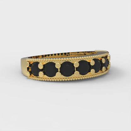 0.81 cttw Natural Onyx Round Cut Yellow Gold Eternity Wedding Band