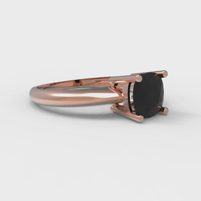 1 cttw Natural Onyx Solitaire  Engagement Ring - Solid Gold (Cushion Cut,6mm)