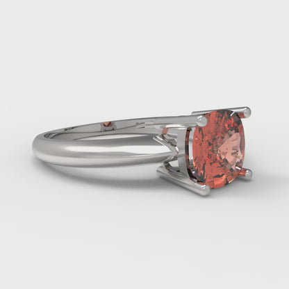 1.5 cttw Zirconia Simulated Red Diamond Solitaire  Engagement Ring - Solid White Gold (VVS1, Cushion Cut,6.5mm)