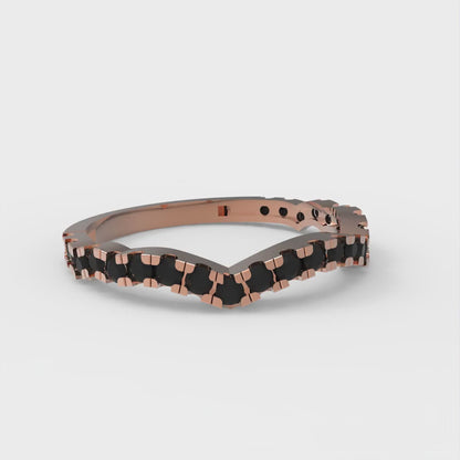 0.36 cttw Natural Onyx Round Cut Rose Gold Eternity Wedding Band