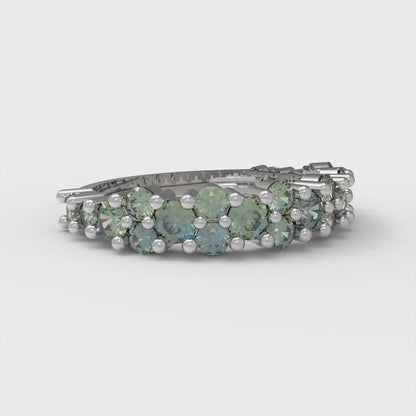 0.98 cttw Blue Moissanite Round Cut White Gold Eternity Wedding Band