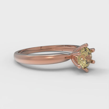 0.5 cttw Zirconia Simulated Yellow Diamond Solitaire  Engagement Ring - Solid Gold (VVS1, Round Cut,5.0mm)