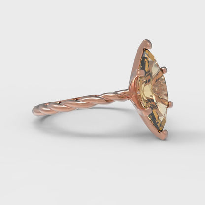 2 cttw Zirconia Simulated Champagne Diamond Solitaire  Engagement Ring - Solid Gold (VVS1, Marquise Cut,12x6mm )