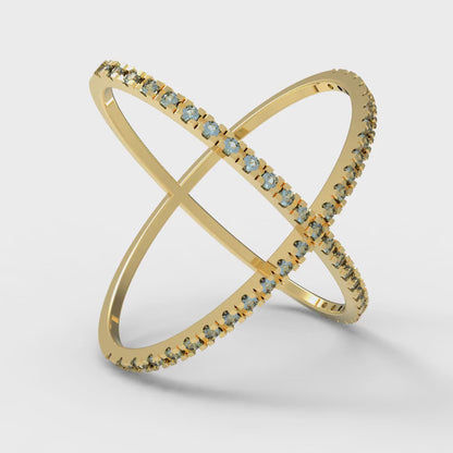 0.245 cttw Natural Sky Blue Topaz Statement Engagement Ring - Solid Gold (Round Cut,1.0mm)