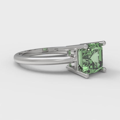 1 cttw Zirconia Simulated Green Diamond Solitaire  Engagement Ring - Solid Gold (VVS1, Asscher Cut,6mm)
