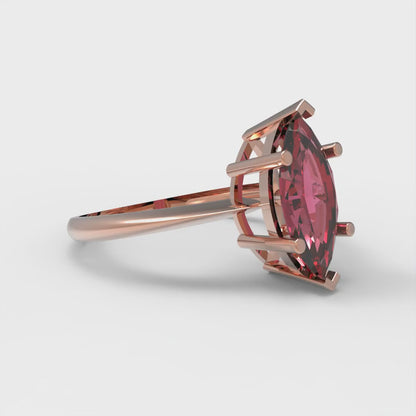 1.5 cttw Natural Garnet Solitaire  Engagement Ring - Solid Rose Gold (VVS1, Marquise Cut ,11x5.5mm)