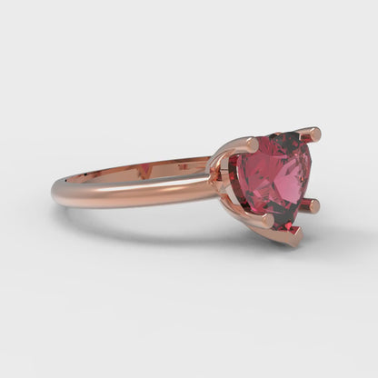 2 cttw Simulated Pink Tourmaline Solitaire  Engagement Ring - Solid Gold (Heart Cut,8mm)