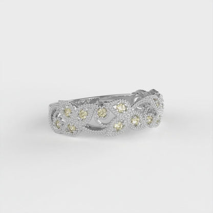 0.17 cttw Natural Citrine Round Cut White Gold Eternity Wedding Band