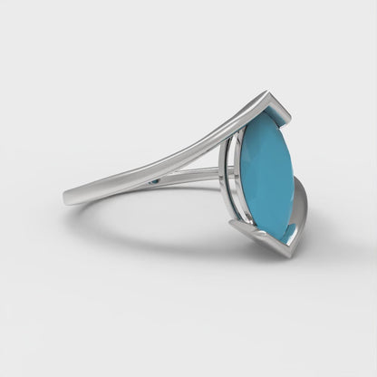 1 cttw Simulated Turquoise Solitaire  Engagement Ring - Solid Gold (Marquise Cut,10x8mm )