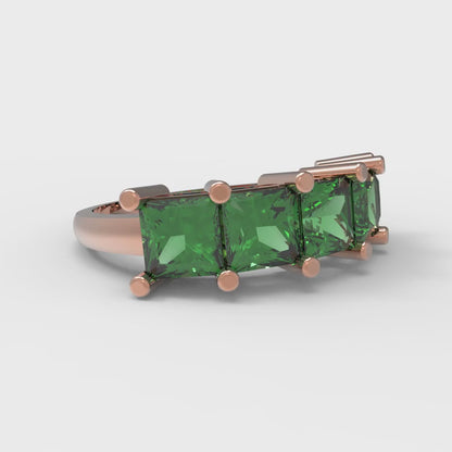 2.5 cttw Simulated Emerald Princess Cut Rose Gold Eternity Wedding Band