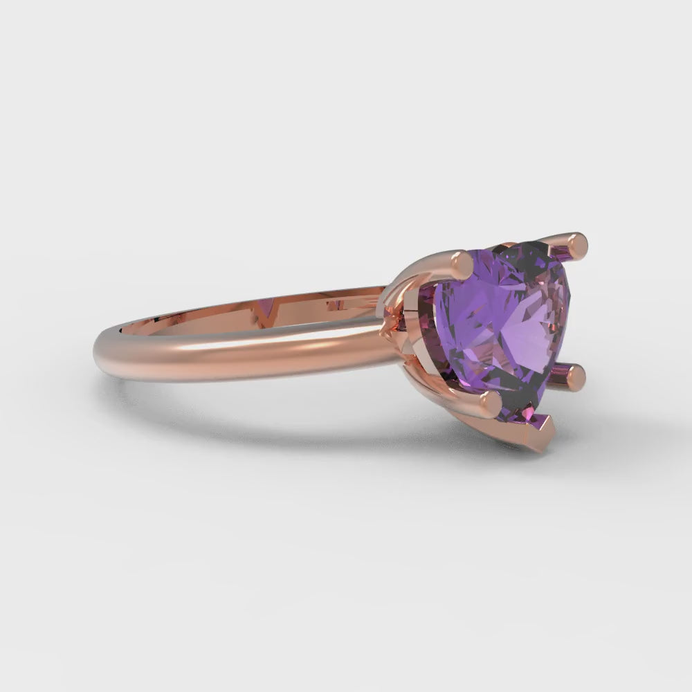 2 cttw Simulated Alexandrite Solitaire  Engagement Ring - Solid Gold (Heart Cut,8mm)