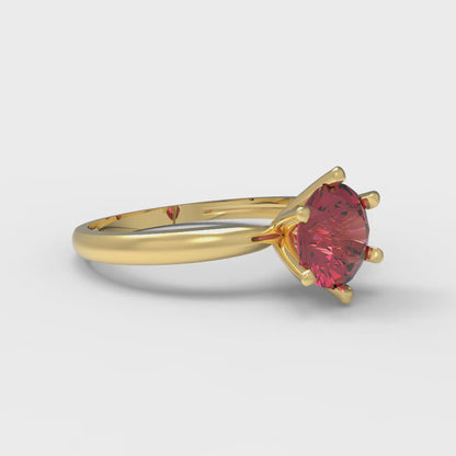 1 cttw Natural Garnet Solitaire  Engagement Ring - Solid Gold (Round Cut,6.5mm)