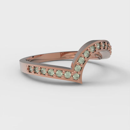0.165 cttw Simulated Green Diamond Round Cut Rose Gold Eternity Wedding Band