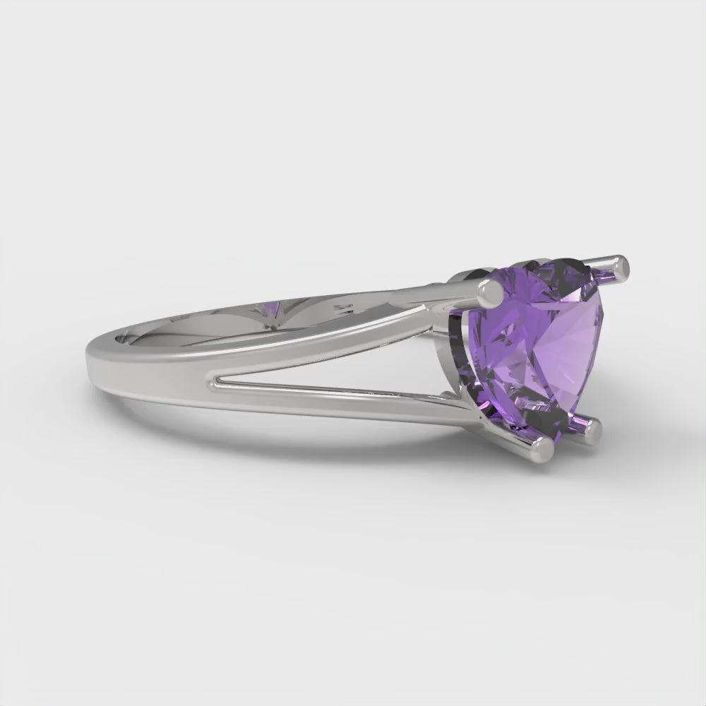 1 cttw Simulated Alexandrite Solitaire  Engagement Ring - Solid Gold (Heart Cut,6.5mm)