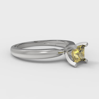 0.5 cttw Natural Citrine Solitaire  Engagement Ring - Solid Gold (Princess Cut,4.0mm)