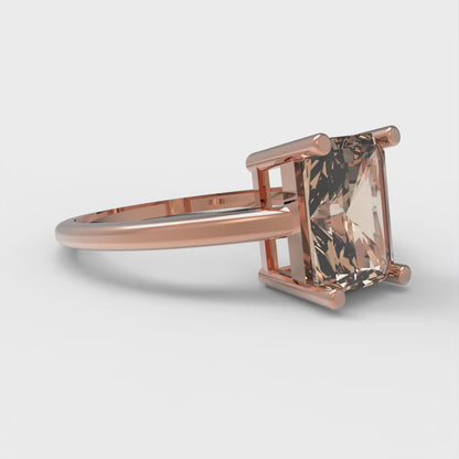 2 cttw Yellow Moissanite Solitaire  Engagement Ring - Solid Gold (Emerald Cut,8x6mm)