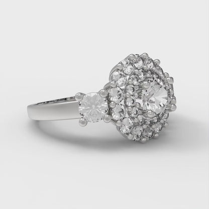 1.4 cttw White Sapphire Hidden Halo Engagement Ring - Solid Gold (Round Cut,5.0mm)