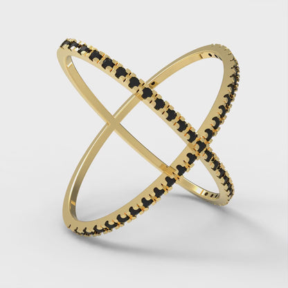 0.245 cttw Natural Onyx Statement Engagement Ring - Solid Yellow Gold (VVS1, Round Cut,1.0mm)