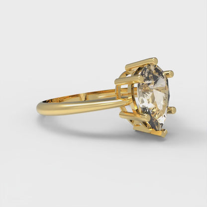 1.5 cttw Natural Morganite Solitaire  Engagement Ring - Solid Gold (Pear Cut,9x6mm)