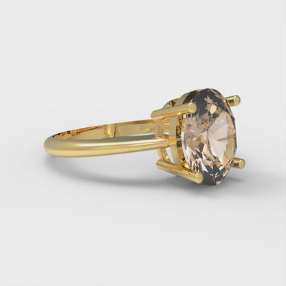 2 cttw Yellow Moissanite Solitaire  Engagement Ring - Solid Yellow Gold (VVS1, Oval Cut,9x7mm)