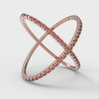 0.245 cttw Simulated Pink Tourmaline Statement Engagement Ring - Solid Gold (Round Cut,1.0mm)