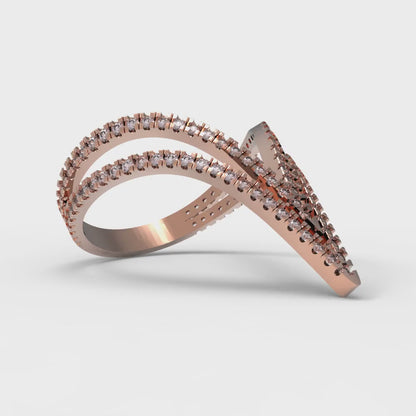 0.525 cttw Zirconia Simulated Pink Diamond Statement Engagement Ring - Solid Rose Gold (VVS1, Round Cut,1.0mm)