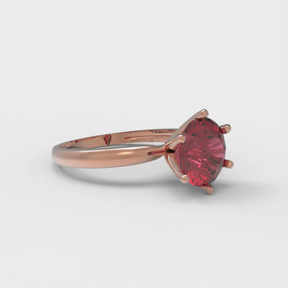 1.5 cttw Natural Garnet Solitaire  Engagement Ring - Solid Gold (Round Cut,7.5mm)