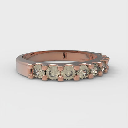 0.63 cttw Natural Morganite Round Cut Rose Gold Eternity Wedding Band