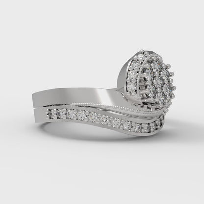 0.4 cttw Round Cut Moissanite Bridal Set - Solid White Gold Engagement Ring & Wedding Band