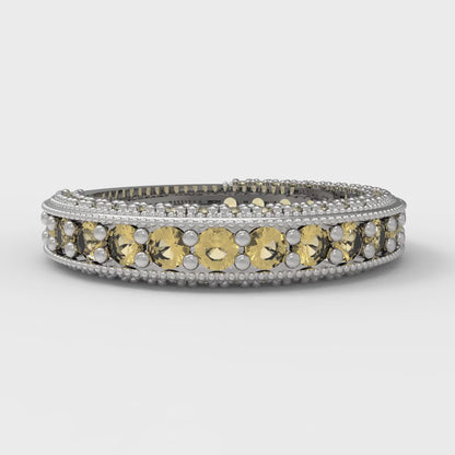 1.44 cttw Natural Citrine Round Cut White Gold Eternity Wedding Band