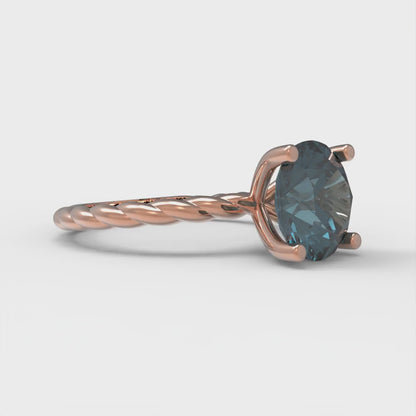 2 cttw Natural London Blue Topaz Solitaire  Engagement Ring - Solid Gold (Round Cut,8.0mm)