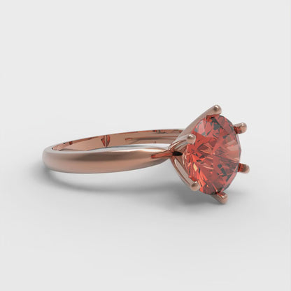 2 cttw Zirconia Simulated Red Diamond Solitaire  Engagement Ring - Solid Gold (VVS1, Round Cut,8.0mm)